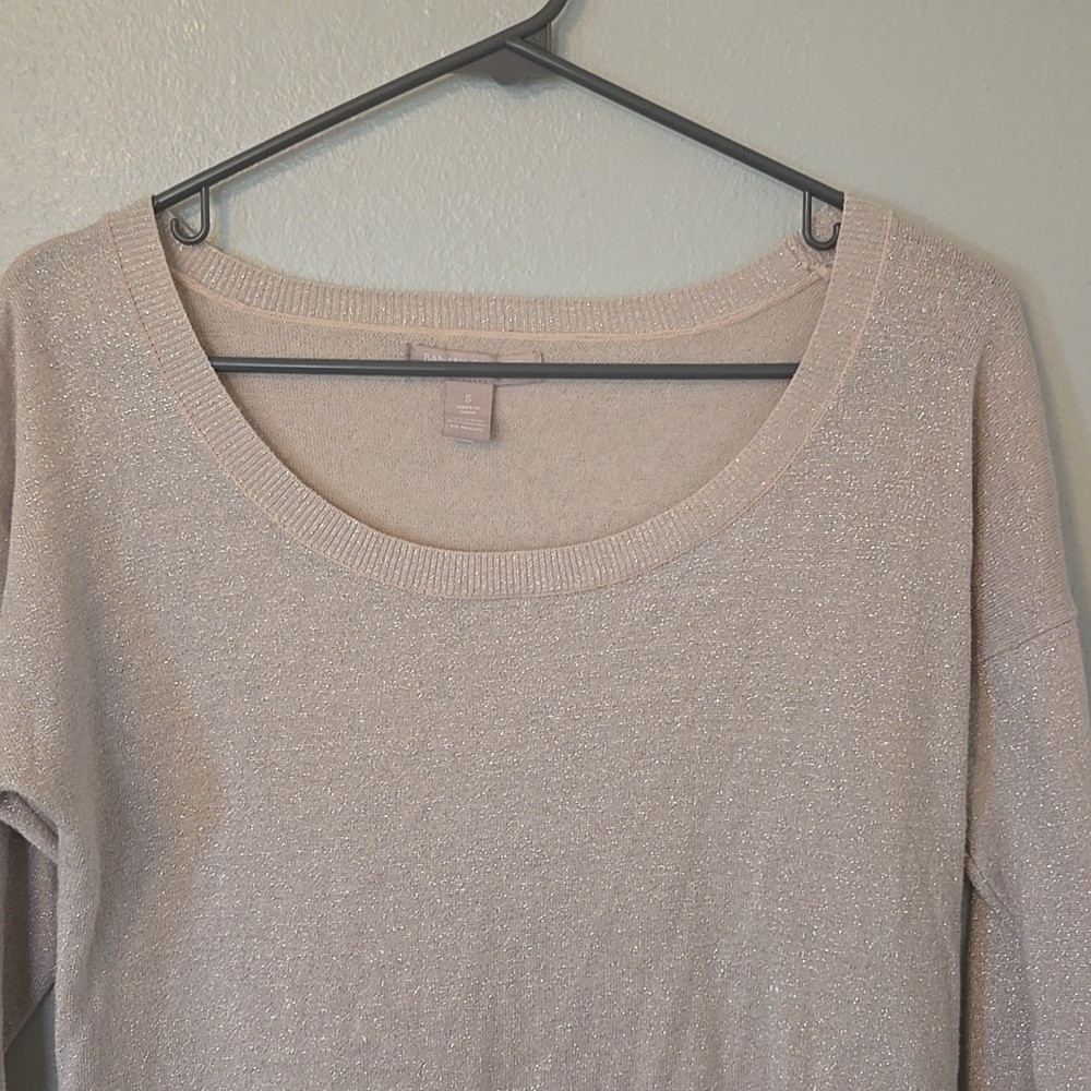 Banana Republic | Champagne Glitter 3/4 Sleeve Sweater Size Small